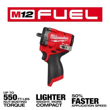 M12 FUEL 12V Li-Ion Brushless Cordless Stubby 3/8 in. Impact Wrench w/SHOCKWAVE 3/8 in. Drive Impact Socket Set (43-Pc)