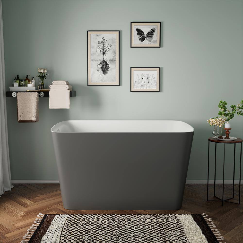 Mokleba 47 in. Acrylic Freestanding Flatbottom Japanese Soaking Bathtub