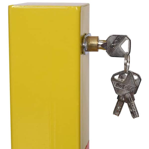 27.6 in. H  Square Yellow Steel Parking Bollard Posts w/Lock for Entrance,Sidewalk,Bicycle Lane,Garage or Parking Lot