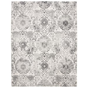 Madison Cream/Silver 12 ft. x 15 ft. Medallion Floral Area Rug