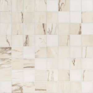 Aurora Rosa 11.73 in. x 11.73 in. Honed Marble Floor and Wall Mosaic Tile (0.95 sq. ft./Each)