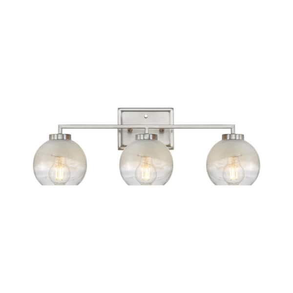 Golden Lighting Elliott 7 in. 3 Light Pewter Vanity Light with Alabaster Shade