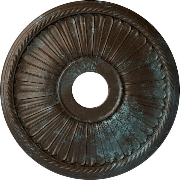 Ekena Millwork 1-7/8" x 20-1/8" x 20-1/8" Polyurethane Berkshire Ceiling Medallion, Hand-Painted Bronze Blue Patina