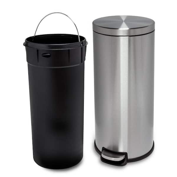 Mainstays 7.9 gal / 30 L Round Stainless Steel Office Garbage Can with Lid