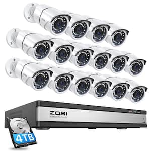 16-Channel 4K POE Security Cameras System with 4TB Hard Drive and 16 Wired 5MP Outdoor IP Cameras, 120 ft. Night Vision