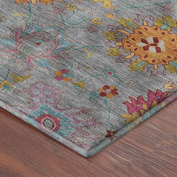 Mayfield Premium Machine Washable Abstract AMF2288 Gray 2 ft. x 7 ft. Runner Rug