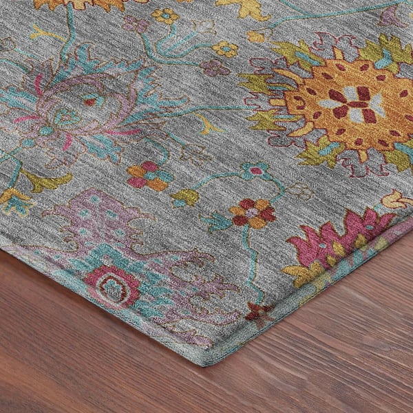 Mayfield Premium Machine Washable Abstract AMF2288 Gray 5 ft. x 7 ft. 6 in. Area Rug
