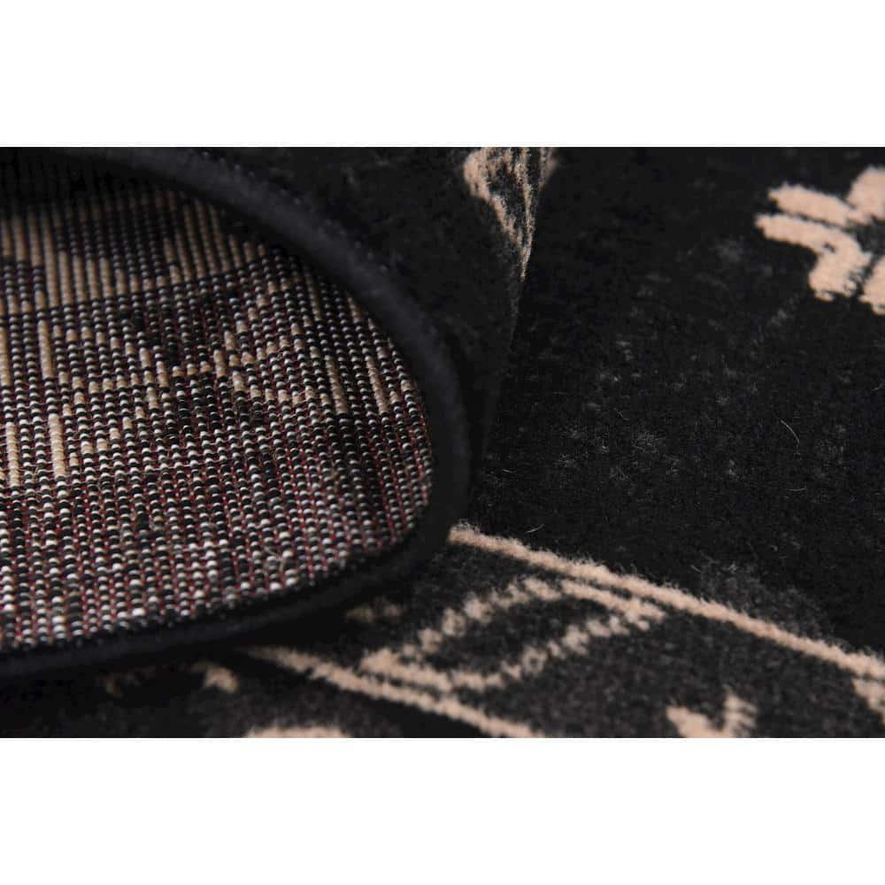 Black and Gray 6' x 9' Synthetic Rectangular Area Rug