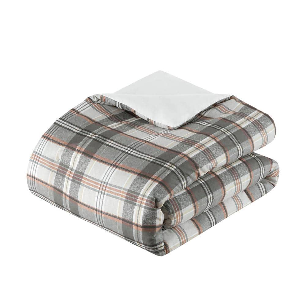 Tan and Gray Plaid Twin/Twin XL Microfiber Comforter Set