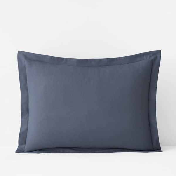 The Company Store Legends Hotel Velvet Flannel Slate Blue Cotton King Sham