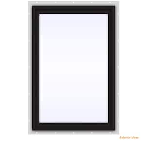 24 in. x 36 in. V-4500 Series Black Exterior/White Interior FiniShield Vinyl Picture Window w/ Low-E 366 Glass