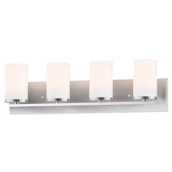 Lateral 33.5 in. 4-Light Satin Nickel Bath Vanity Light
