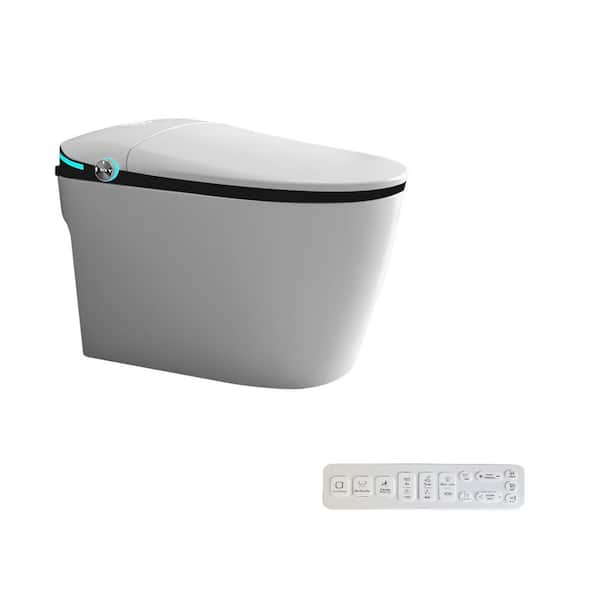 Luxury Elongated Smart Bidet Toilet 1.28 GPF in White with Auto Open/Close Seat, Adjustable Sprayer Settings