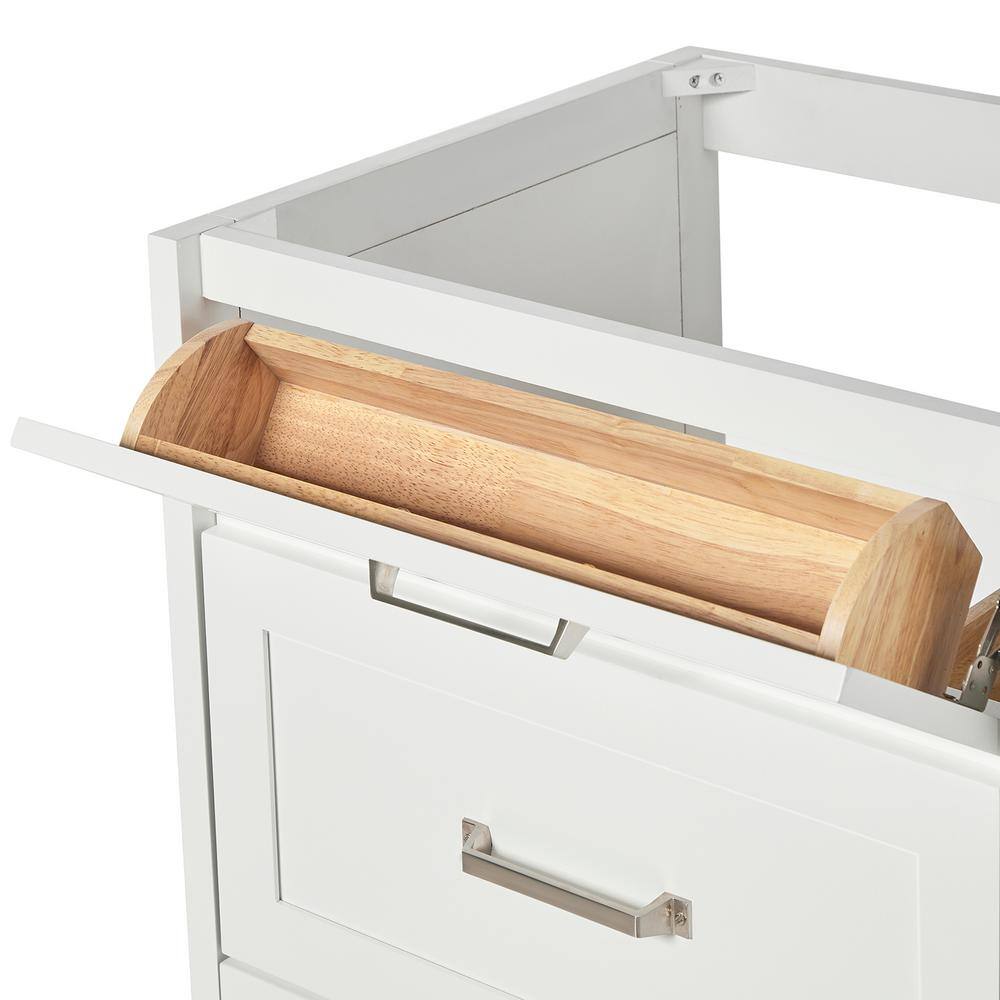 White Double Sink Freestanding Vanity with Carrara Marble Top