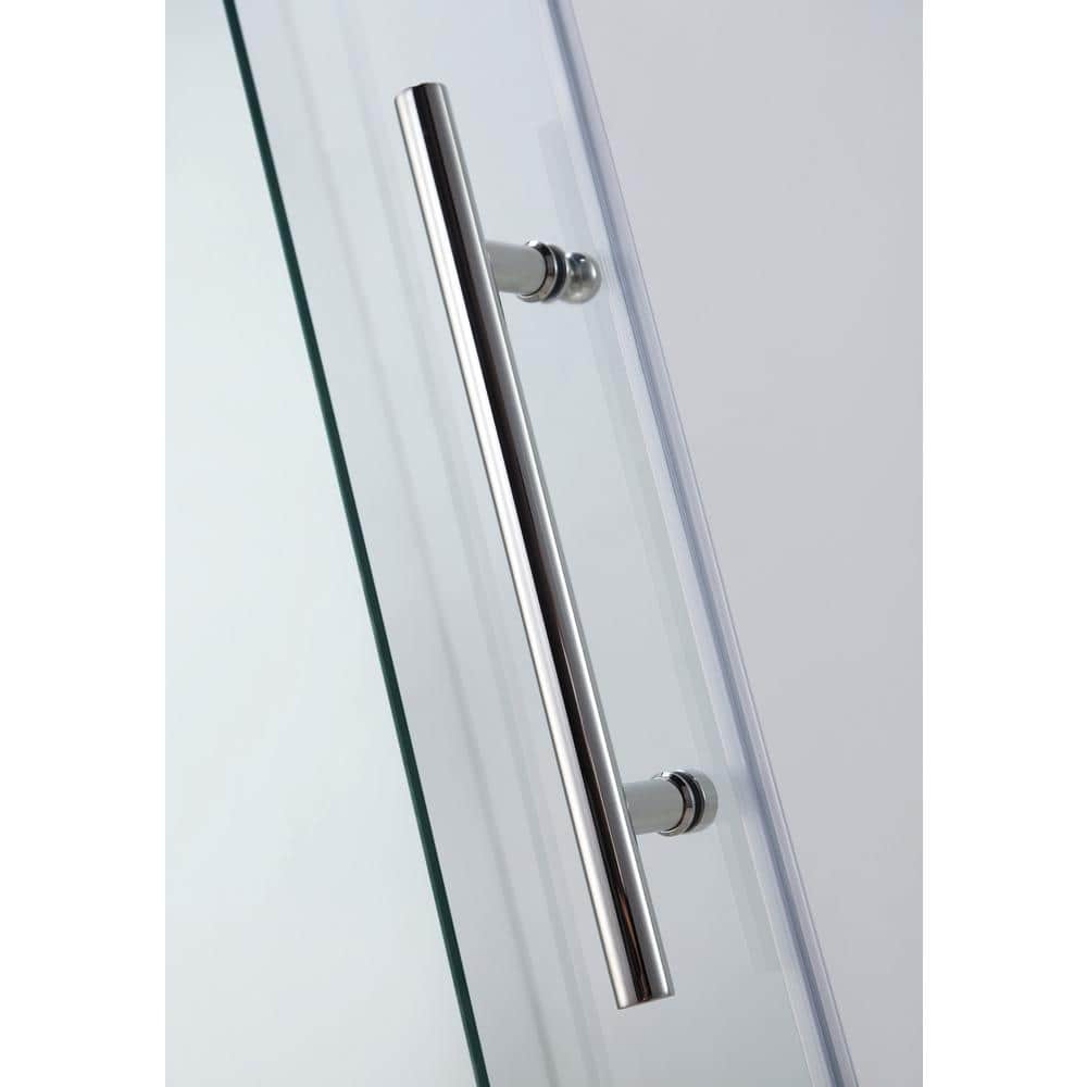 60 in. W x 76 in. H Frameless Chrome Sliding Shower Door with Clear Glass