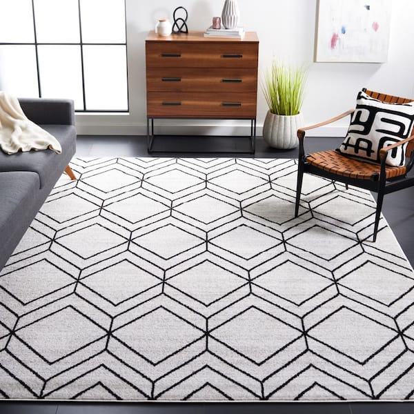Adirondack 10 ft. x 14 ft. Ivory/Black Geometric Area Rug