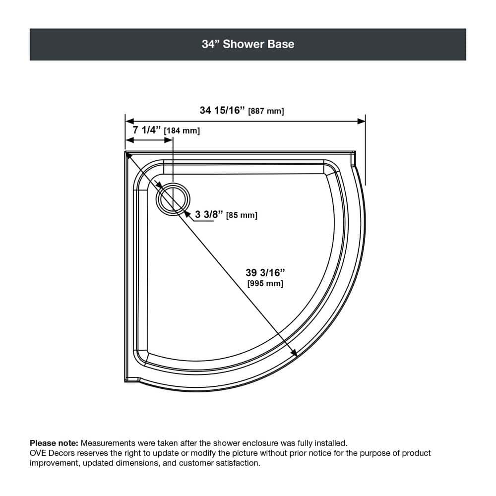 Breeze 34" Frosted Glass Round Sliding Shower Kit with Acrylic Base