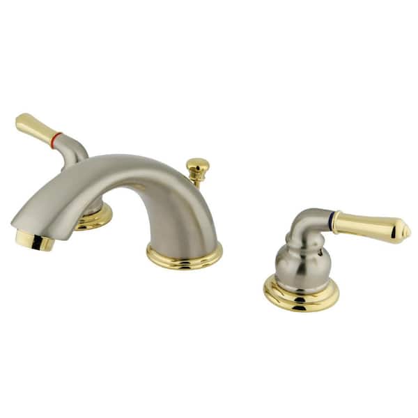 Kingston Brass Magellan 8 in. Widespread 2-Handle Bathroom Faucet in Brushed Nickel/Polished Brass