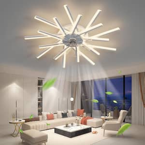 36 in. W Indoor Modern Ceiling Fan with Light White Ceiling Fans with 3 Color Dimmable LED Light Remote/APP Control