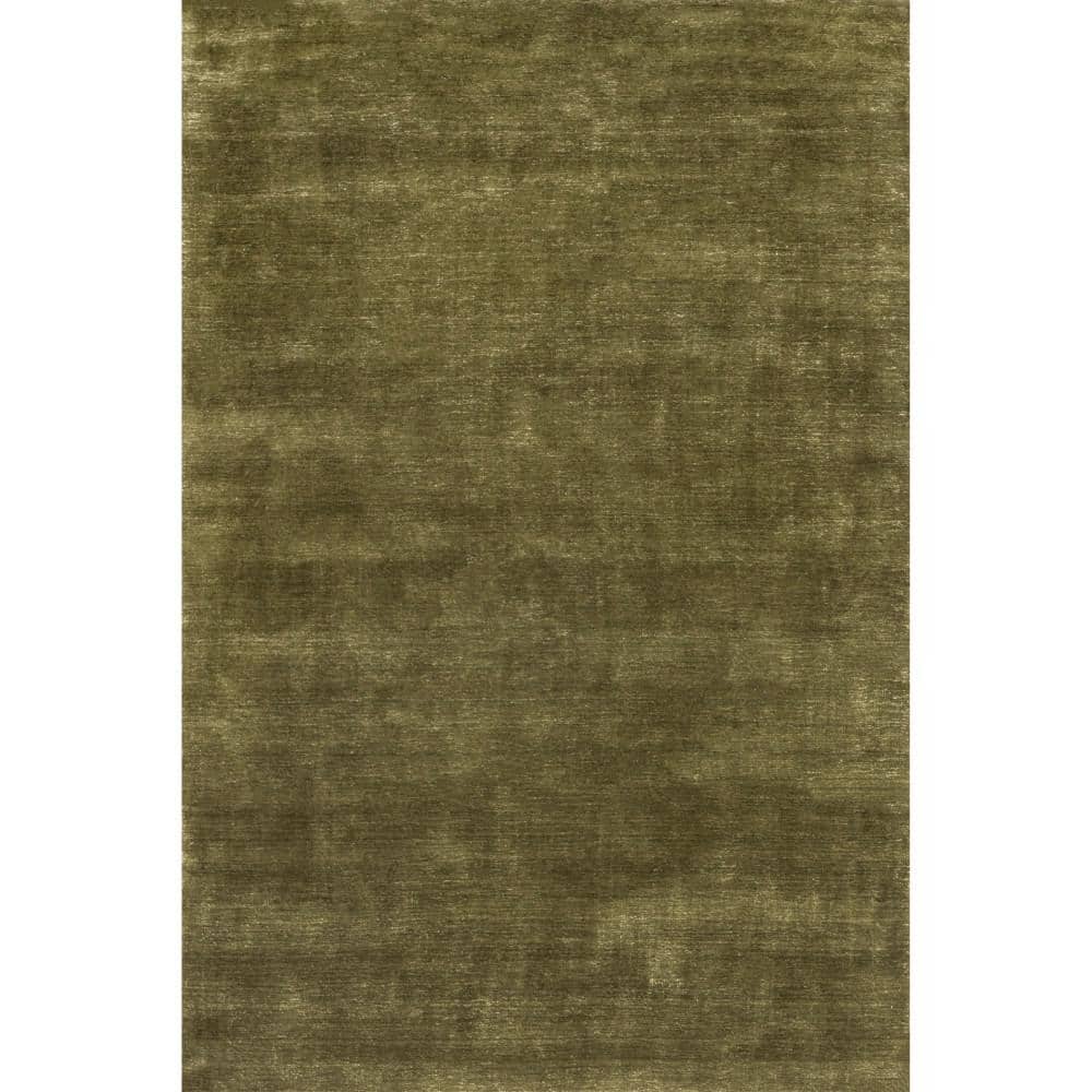 Verdant Green Flat Woven Handmade Wool Viscose Area Rug 4' x 6'