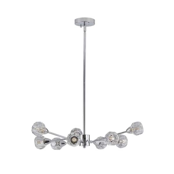 Basdien 28 in 9-light Luxury silver Crystal Chandelier Large Ceiling Lighting for Living Room Dining Room Bedroom Hallway