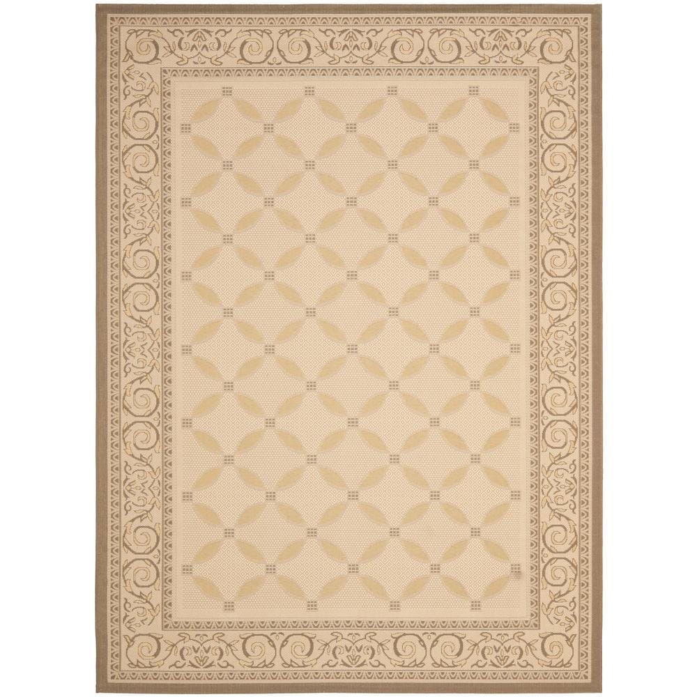 Beige and Dark Beige Synthetic 9' x 12' Rectangular Area Rug