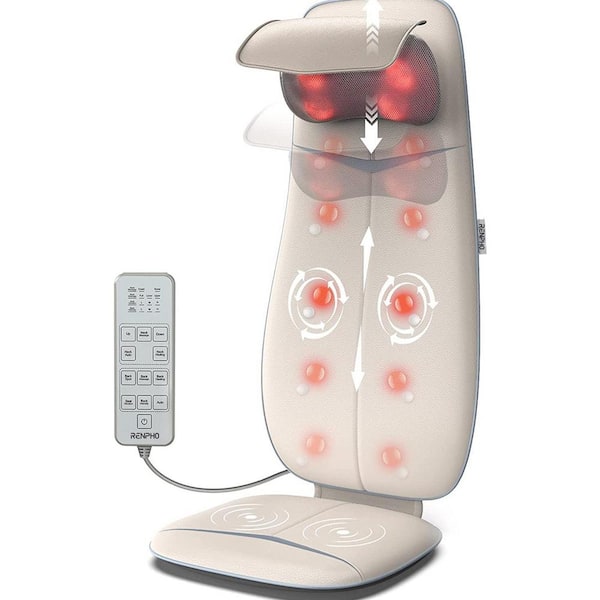RENPHO Neck and Back Massage Cushion S-Shaped 5-Speed in White  PUS-RF-BM076-WH - The Home Depot