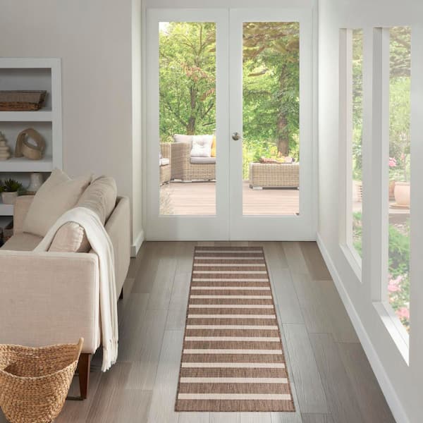 Positano Natural Ivory 2 ft. x 6 ft. Stripes Contemporary Runner Area Rug