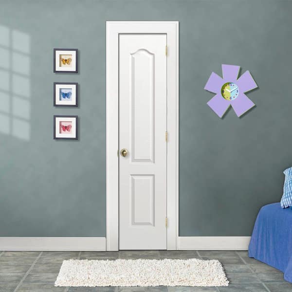 18 in. x 80 in. Camden White Painted Left-Hand Textured Solid Core Molded Composite MDF Single Prehung Interior Door