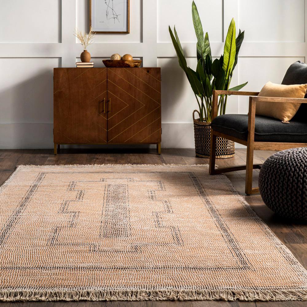 Ginger Tan Cotton-Blend Flat Woven 6' x 9' Area Rug