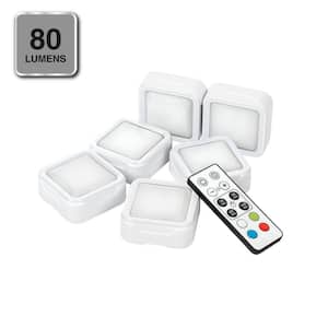 80 Lumens Integrated LED Puck Lights with Remote Control (6-Pack)