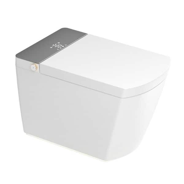 W37 Square Bidet Toilet 1.0/1.27 GPF in White Plus Gray with Light-Sensitive Night Light Plus Soft Ambient Light Luxury