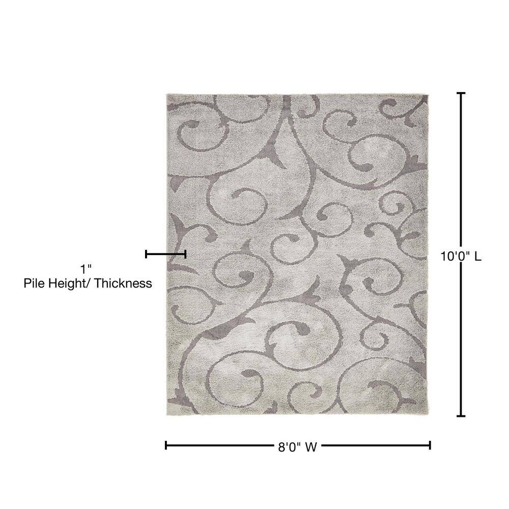 Gray Floral Shag 8' x 10' Synthetic Area Rug