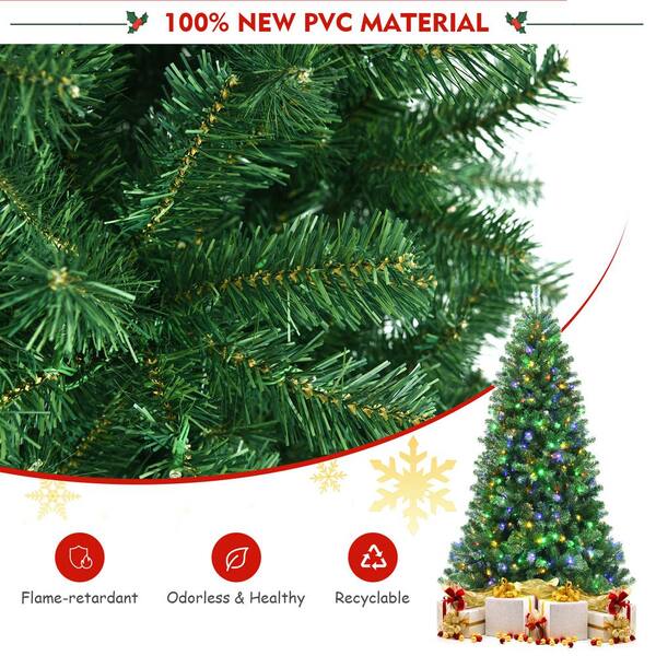 Costway 7 ft Pre-lit Artificial Christmas Tree Hinged Xmas Costway 7 ft Pre-lit Artificial Christmas Tree Hinged Xmas