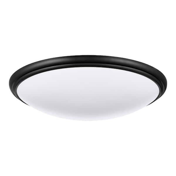 Commercial Electric 14 in. Indoor White, Black, Brushed Nickel and Bronze Adjustable CCT LED Flush Mount with Interchangeable Trims