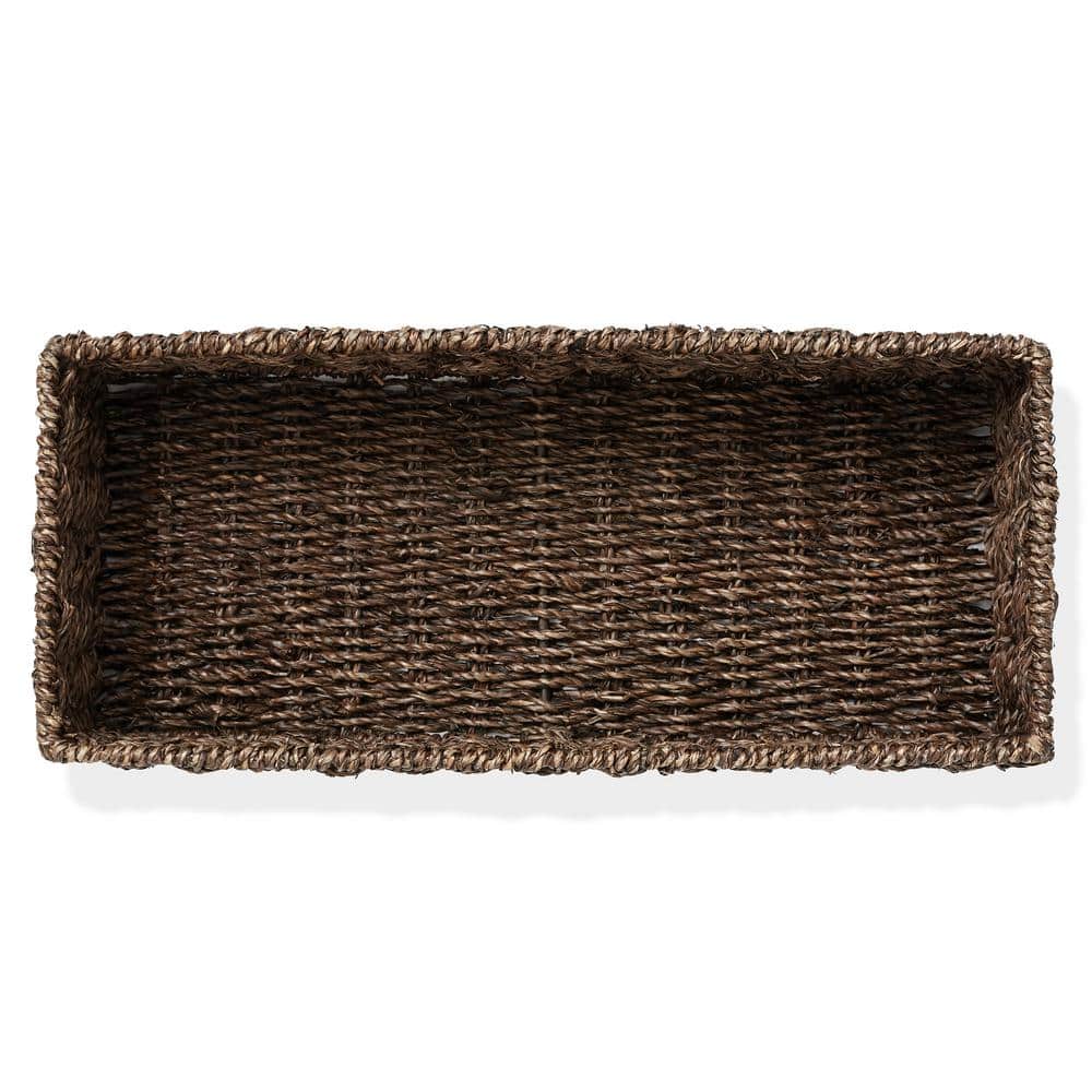Espresso Seagrass Rectangular Storage Baskets, Set of 2