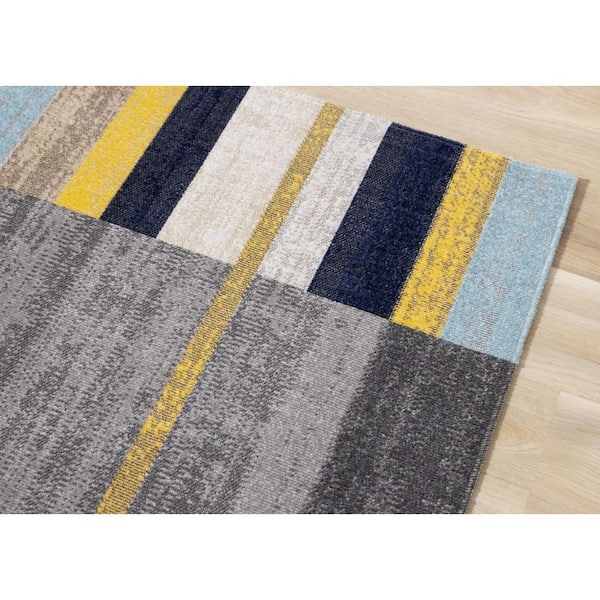 Callaya Collections 5 ft. x 8 ft. Grey Geometric Indoor Area Rug