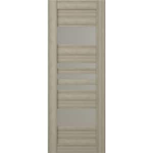 Leti 18 in. x 80 in. No Bore Solid Core 5-Lite Frosted Glass Shambor Finished Wood Composite Interior Door Slab