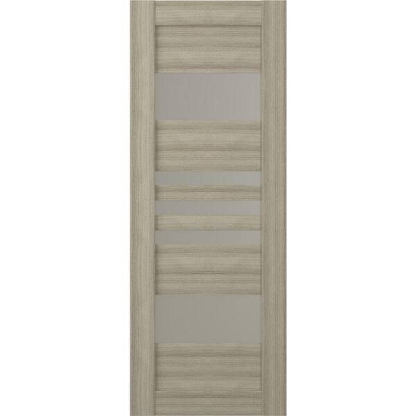 Belldinni Leti 30 in. x 80 in. No Bore Solid Core 5-Lite Frosted Glass Shambor Finished Wood Composite Interior Door Slab