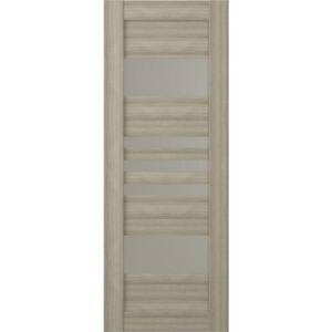 Leti 32 in. x 80 in. No Bore Solid Core 5-Lite Frosted Glass Shambor Finished Wood Composite Interior Door Slab