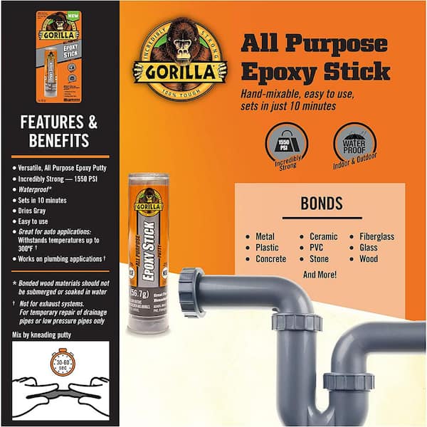 Gorilla 2 oz. Epoxy Putty Stick (5-Pack) 4242501 - The Home Depot