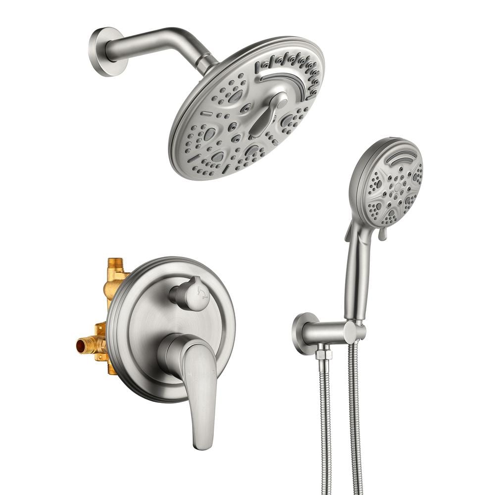 Single Handle 6-Spray 8 in. Round Shower Faucet 1.5 GPM with Pressure Balan