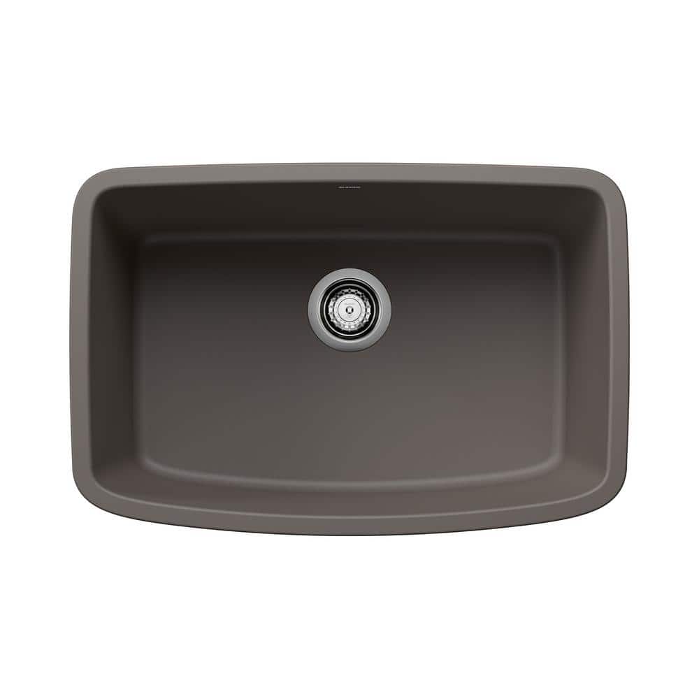 Valea 27 in. x 18 in. Undermount Single Bowl Granite Kitchen Sink in Volcan