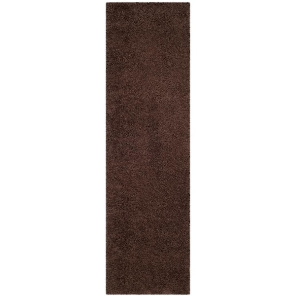 SAFAVIEH Laguna Shag Brown 2 ft. x 8 ft. Solid Runner Rug