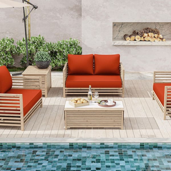 46 in. x 26 in. Outdoor Patio Replacement Loveseat Cushion Set with Backrest Orange