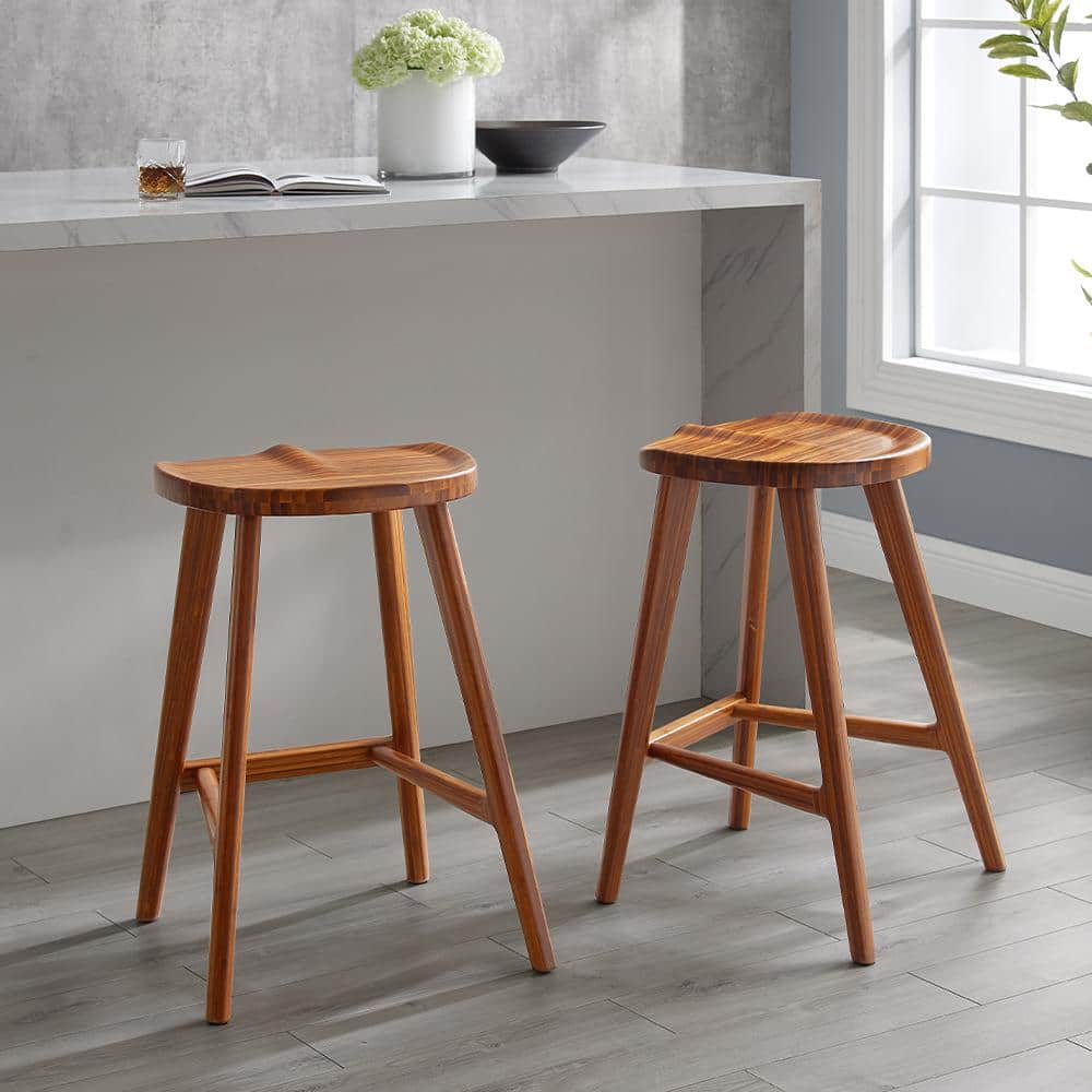 Caden 26.50 in. Amber Bamboo Counter Non-Upholstered Stool Caden 26.50 in. Amber Bamboo Counter Non-Upholstered Stool