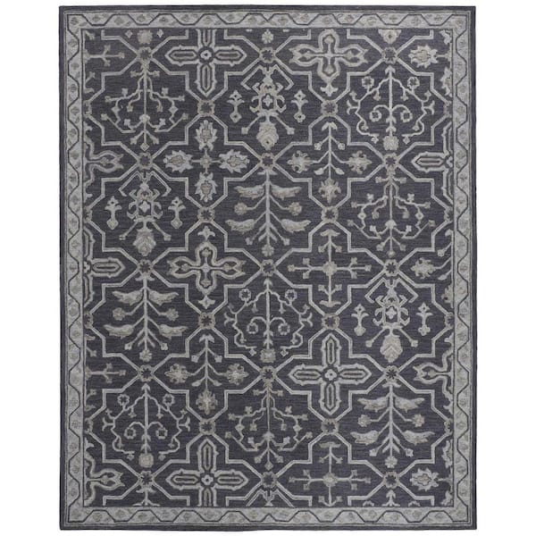 HomeRoots Blue and Gray 2 ft. x 3 ft. Floral Area Rug