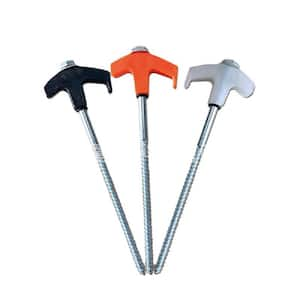 8 in. Screw in Tent Stake Carbon Steel Nail Heavy-duty Metal Stake Orange (10-Pack)