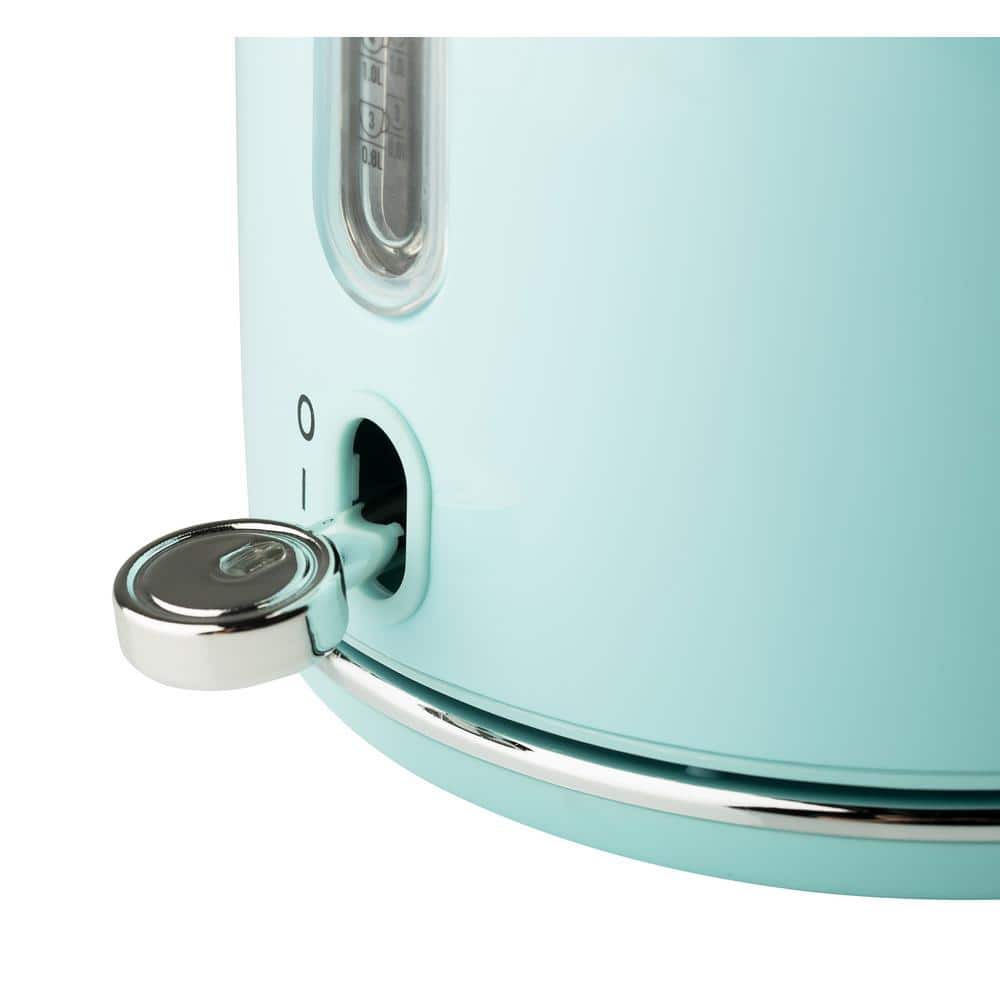 Turquoise Stainless Steel 1.8 qt Electric Kettle with Comfort Grip