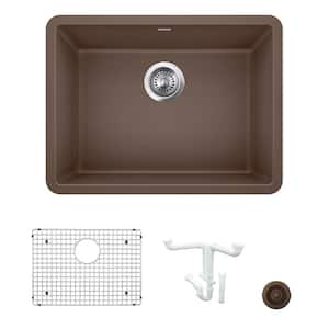 Precis 23.44 in. Undermount Single Bowl Cafe Granite Composite Kitchen Sink Kit with Accessories